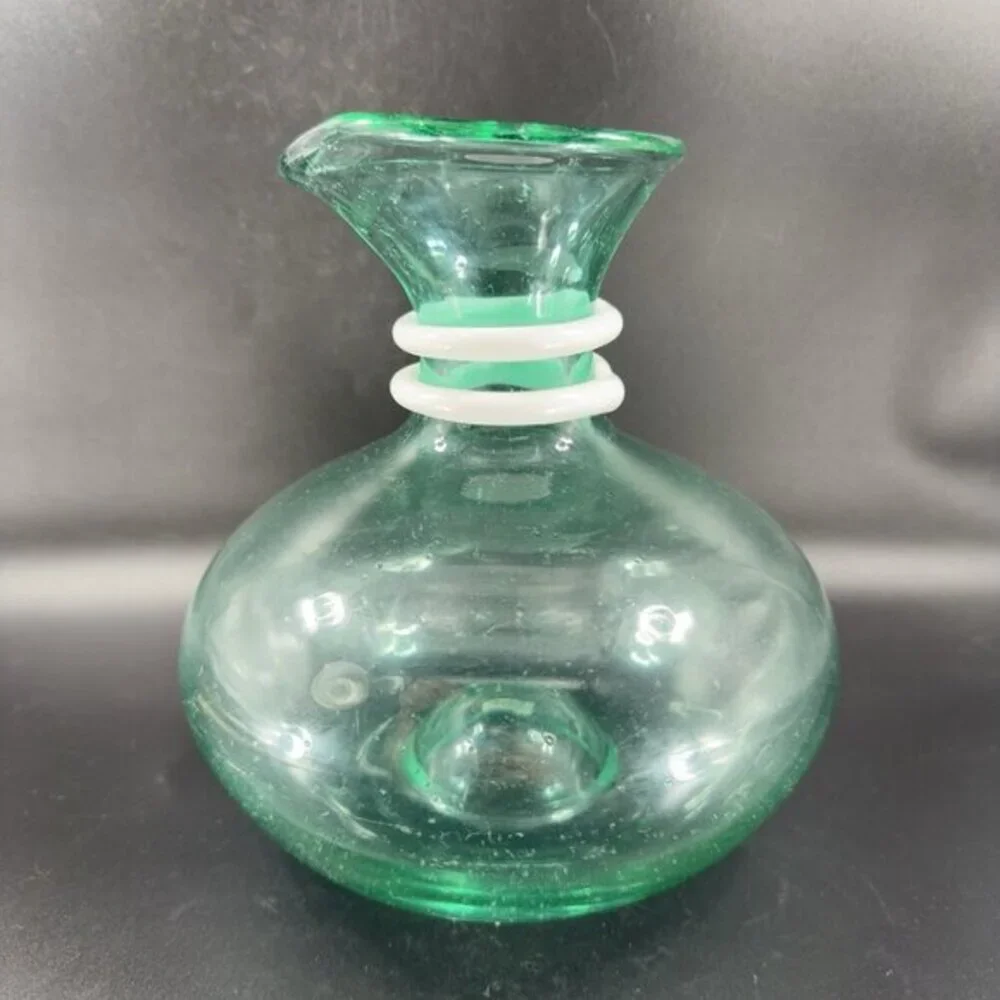 Paola‎ Navone Riviera Crate And Barrel Glass Vase Carafe Decanter Green Signed